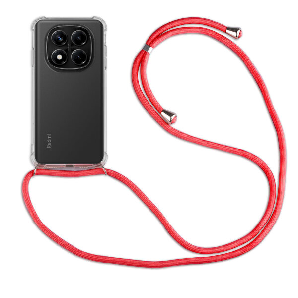 Handykett für Xiaomi Redmi Note 14 Pro+ Hülle mit Kordel Handyhülle mit Band in Rot