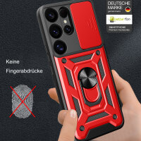 Outdoor Panzer Hülle für Samsung Galaxy S25 Ultra mit Kameraschutz Ringhalter in Rot