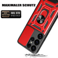 Outdoor Panzer Hülle für Samsung Galaxy S25 Ultra mit Kameraschutz Ringhalter in Rot