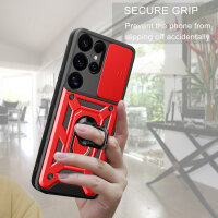 Outdoor Panzer Hülle für Samsung Galaxy S25 Ultra mit Kameraschutz Ringhalter in Rot