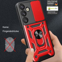 Outdoor Panzer Hülle für Samsung Galaxy S25+ mit Kameraschutz Ringhalter in Rot