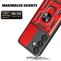 Outdoor Panzer Hülle für Samsung Galaxy S25+ mit Kameraschutz Ringhalter in Rot