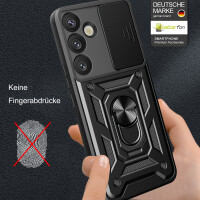 Outdoor Panzer Hülle für Samsung Galaxy S25+ mit Kameraschutz Ringhalter in Schwarz