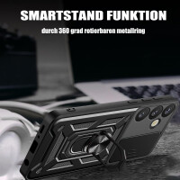 Outdoor Panzer Hülle für Samsung Galaxy S25+ mit Kameraschutz Ringhalter in Schwarz