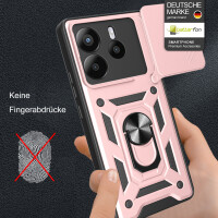 Outdoor Panzer Hülle für Xiaomi Redmi Note 14 4G Handyhülle Kameraschutz Ringhalter in Rosegold