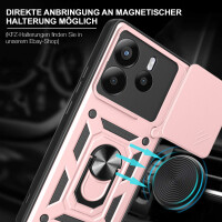 Outdoor Panzer Hülle für Xiaomi Redmi Note 14 4G Handyhülle Kameraschutz Ringhalter in Rosegold