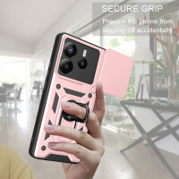 Outdoor Panzer Hülle für Xiaomi Redmi Note 14 4G Handyhülle Kameraschutz Ringhalter in Rosegold