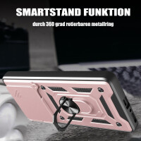 Outdoor Panzer Hülle für Xiaomi Redmi Note 14 4G Handyhülle Kameraschutz Ringhalter in Rosegold