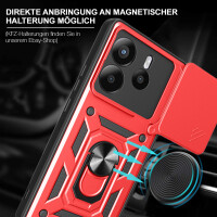 Outdoor Panzer Hülle für Xiaomi Redmi Note 14 5G Handyhülle Kameraschutz Ringhalter in Rot