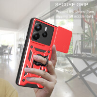 Outdoor Panzer Hülle für Xiaomi Redmi Note 14 5G Handyhülle Kameraschutz Ringhalter in Rot