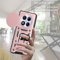 Outdoor Panzer Hülle für Xiaomi Redmi Note 14 Pro 4G Handyhülle Kameraschutz Ringhalter in Rosegold