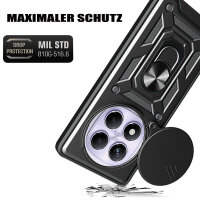 Outdoor Panzer Hülle für Xiaomi Redmi Note 14 Pro 4G Handyhülle Kameraschutz Ringhalter in Schwarz