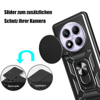 Outdoor Panzer Hülle für Xiaomi Redmi Note 14 Pro 4G Handyhülle Kameraschutz Ringhalter in Schwarz