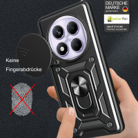 Outdoor Panzer Hülle für Xiaomi Redmi Note 14 Pro 5G Handyhülle Kameraschutz Ringhalter in Schwarz