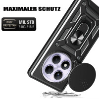 Outdoor Panzer Hülle für Xiaomi Redmi Note 14 Pro 5G Handyhülle Kameraschutz Ringhalter in Schwarz