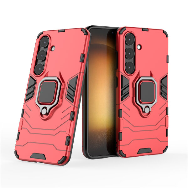 Handyhülle für Samsung Galaxy S25 Ring Case Hülle Outdoor Back Cover Bumper in Rot