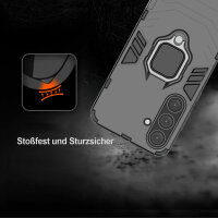 Handyhülle für Samsung Galaxy S25+ Ring Case Hülle Outdoor Back Cover Bumper in Schwarz