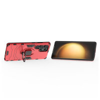 Handyhülle für Samsung Galaxy S25 Ultra Ring Case Hülle Outdoor Back Cover Bumper in Rot