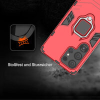 Handyhülle für Samsung Galaxy S25 Ultra Ring Case Hülle Outdoor Back Cover Bumper in Rot