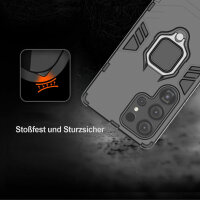 Handyhülle für Samsung Galaxy S25 Ultra Ring Case Hülle Outdoor Back Cover Bumper in Schwarz