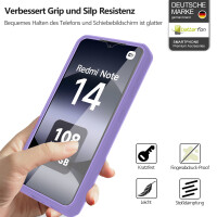 360° Grad Hülle für Xiaomi Redmi Note 14 4G vollschutz Integriertem Displayschutz in Lila