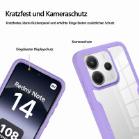360° Grad Hülle für Xiaomi Redmi Note 14 4G vollschutz Integriertem Displayschutz in Lila