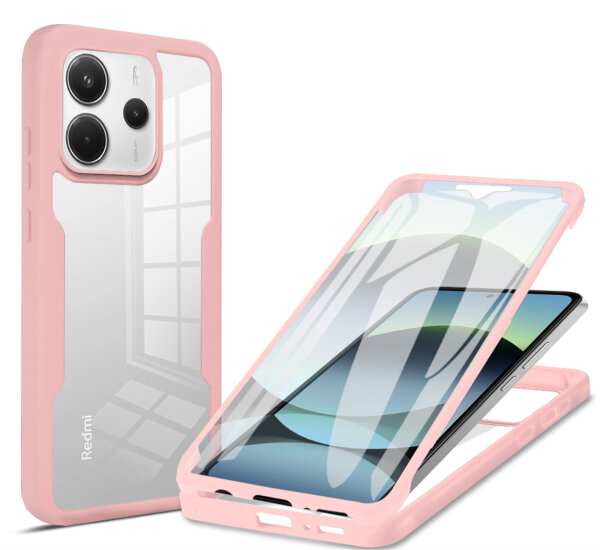 360° Grad Hülle für Xiaomi Redmi Note 14 4G vollschutz Integriertem Displayschutz in Rosa