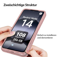 360° Grad Hülle für Xiaomi Redmi Note 14 4G vollschutz Integriertem Displayschutz in Rosa