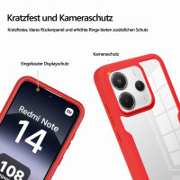 360° Grad Hülle für Xiaomi Redmi Note 14 4G vollschutz Integriertem Displayschutz in Rot