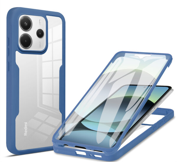 360° Grad Hülle für Xiaomi Redmi Note 14 5G vollschutz Integriertem Displayschutz in Blau