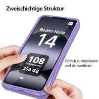 360° Grad Hülle für Xiaomi Redmi Note 14 5G vollschutz Integriertem Displayschutz in Lila