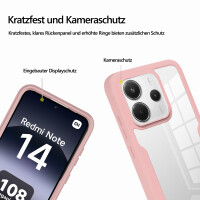 360° Grad Hülle für Xiaomi Redmi Note 14 5G vollschutz Integriertem Displayschutz in Rosa