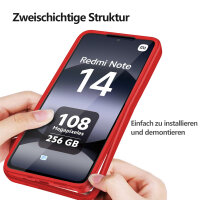 360° Grad Hülle für Xiaomi Redmi Note 14 5G vollschutz Integriertem Displayschutz in Rot