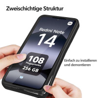 360° Grad Hülle für Xiaomi Redmi Note 14 5G vollschutz Integriertem Displayschutz in Schwarz
