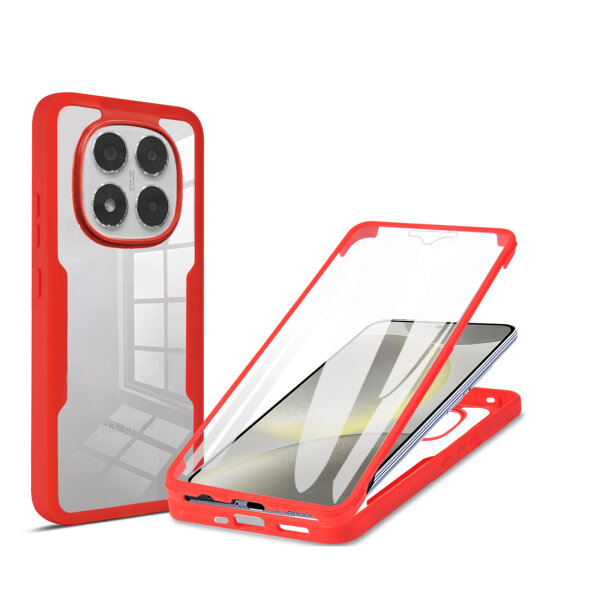 360° Grad Hülle für Xiaomi Redmi Note 14 Pro 4G vollschutz Integriertem Displayschutz in Rot