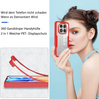 360° Grad Hülle für Xiaomi Redmi Note 14 Pro 4G vollschutz Integriertem Displayschutz in Rot