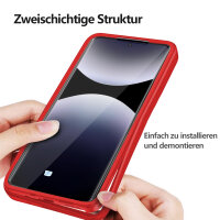 360° Grad Hülle für Xiaomi Redmi Note 14 Pro 4G vollschutz Integriertem Displayschutz in Rot