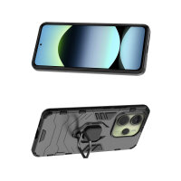 Hülle für Xiaomi Redmi Note 14 5G Handyhülle Drehbar Ringhalter Magnet Bumper Case in Schwarz