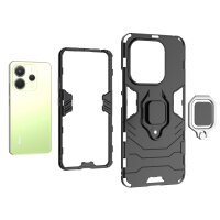 Hülle für Xiaomi Redmi Note 14 5G Handyhülle Drehbar Ringhalter Magnet Bumper Case in Schwarz