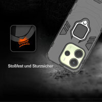 Hülle für Xiaomi Redmi Note 14 5G Handyhülle Drehbar Ringhalter Magnet Bumper Case in Schwarz