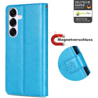 Hülle für Samsung Galaxy S25 Handyhülle Handy Tasche Wallet Case Flip Cover in Blau