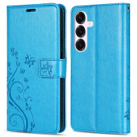 Hülle für Samsung Galaxy S25 Handyhülle Handy Tasche Wallet Case Flip Cover in Blau
