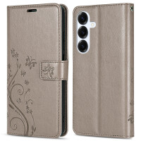Hülle für Samsung Galaxy S25 Handyhülle Handy Tasche Wallet Case Flip Cover in Grau