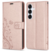 Hülle für Samsung Galaxy S25 Handyhülle Handy Tasche Wallet Case Flip Cover in Rosegold