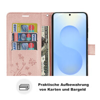 Hülle für Samsung Galaxy S25 Handyhülle Handy Tasche Wallet Case Flip Cover in Rosegold