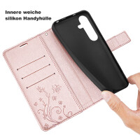 Hülle für Samsung Galaxy S25 Handyhülle Handy Tasche Wallet Case Flip Cover in Rosegold