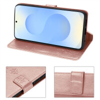 Hülle für Samsung Galaxy S25 Handyhülle Handy Tasche Wallet Case Flip Cover in Rosegold