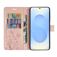 Hülle für Samsung Galaxy S25 Handyhülle Handy Tasche Wallet Case Flip Cover in Rosegold