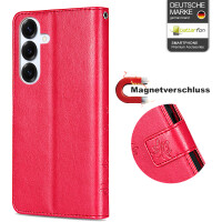Hülle für Samsung Galaxy S25 Handyhülle Handy Tasche Wallet Case Flip Cover in Rot