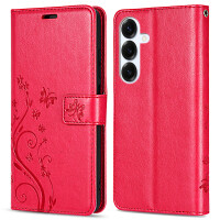 Hülle für Samsung Galaxy S25 Handyhülle Handy Tasche Wallet Case Flip Cover in Rot